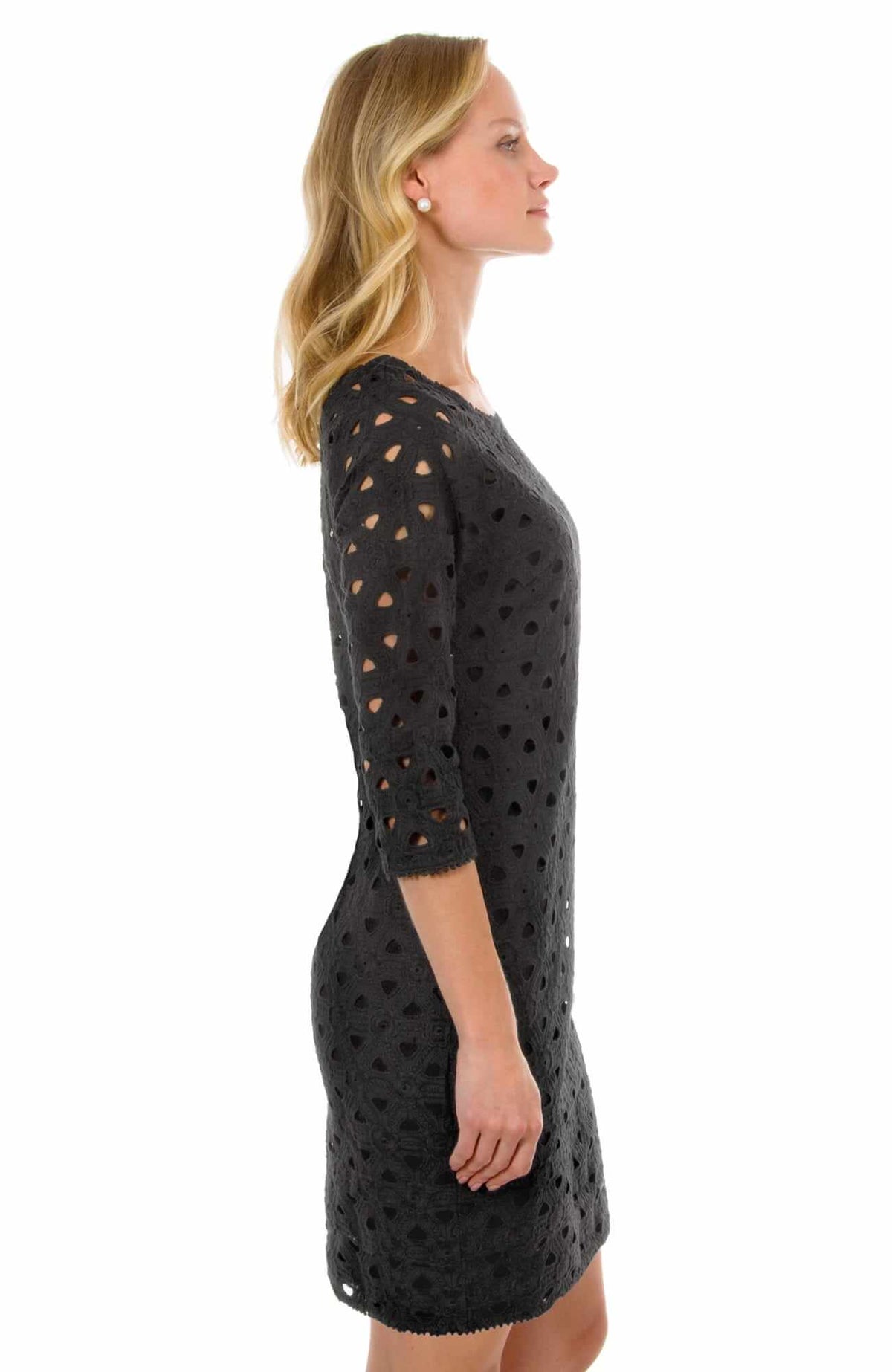 Cotton Eyelet Dress With Slip - Pizelle - Final Sale Black