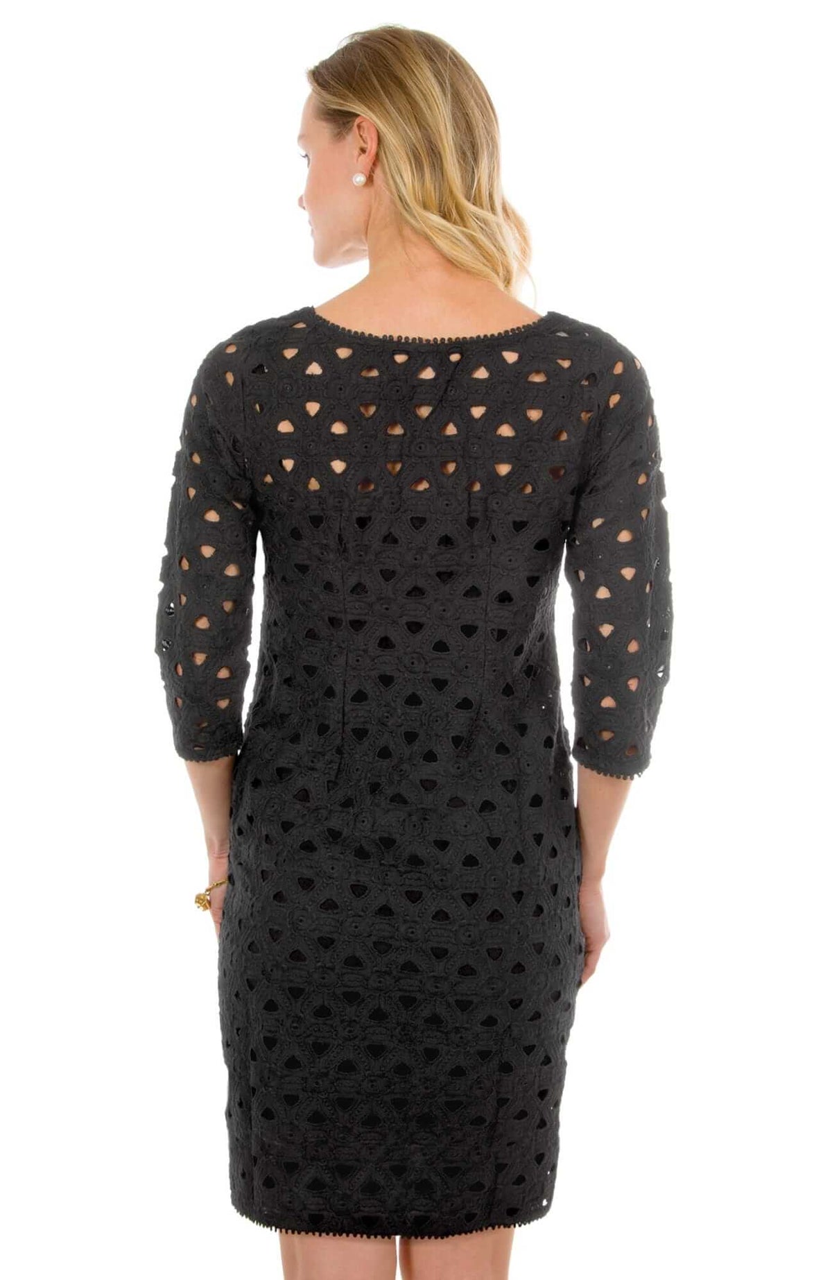 Cotton Eyelet Dress With Slip - Pizelle - Final Sale Black