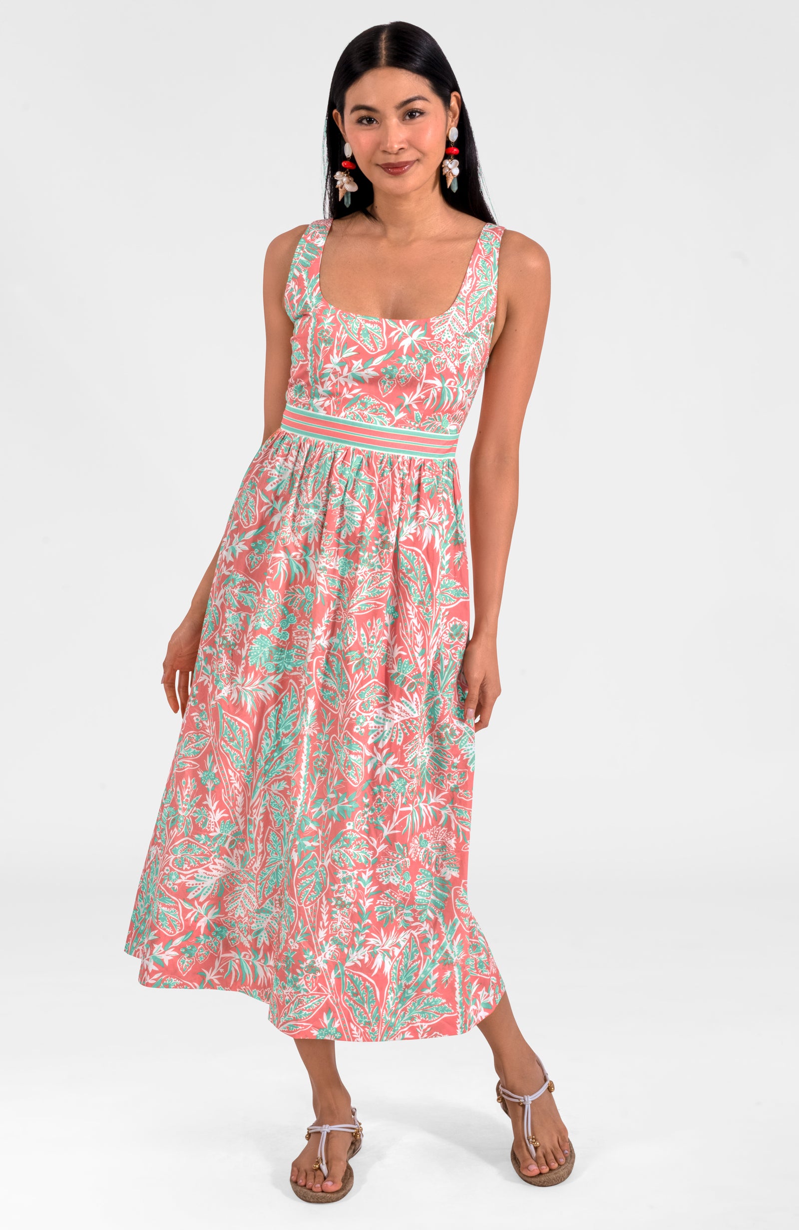 Easy Peasy Dress - Vintage Vines Melon Turq