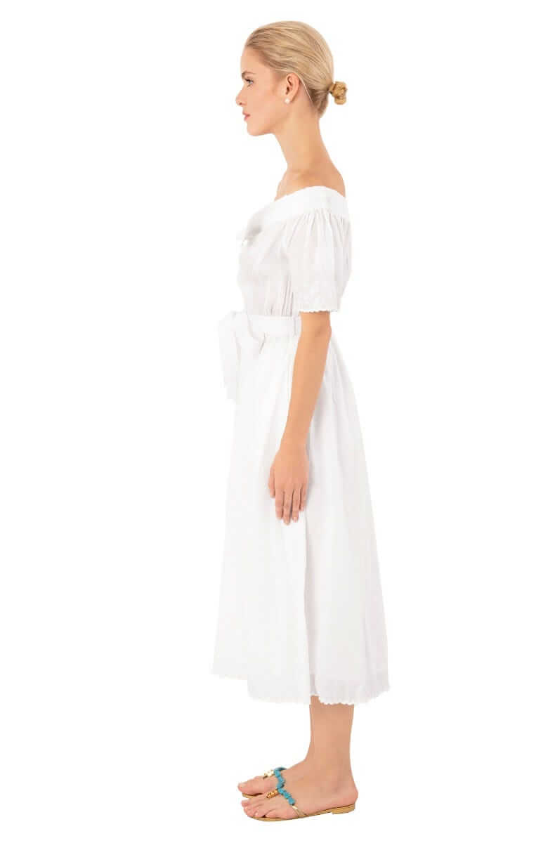 Cotton Embroidered Midi/Maxi Dress - Brideshead White