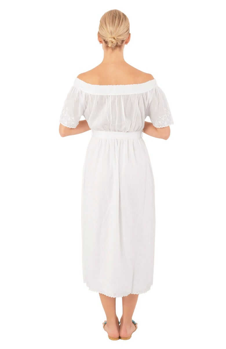 Cotton Embroidered Midi/Maxi Dress - Brideshead White