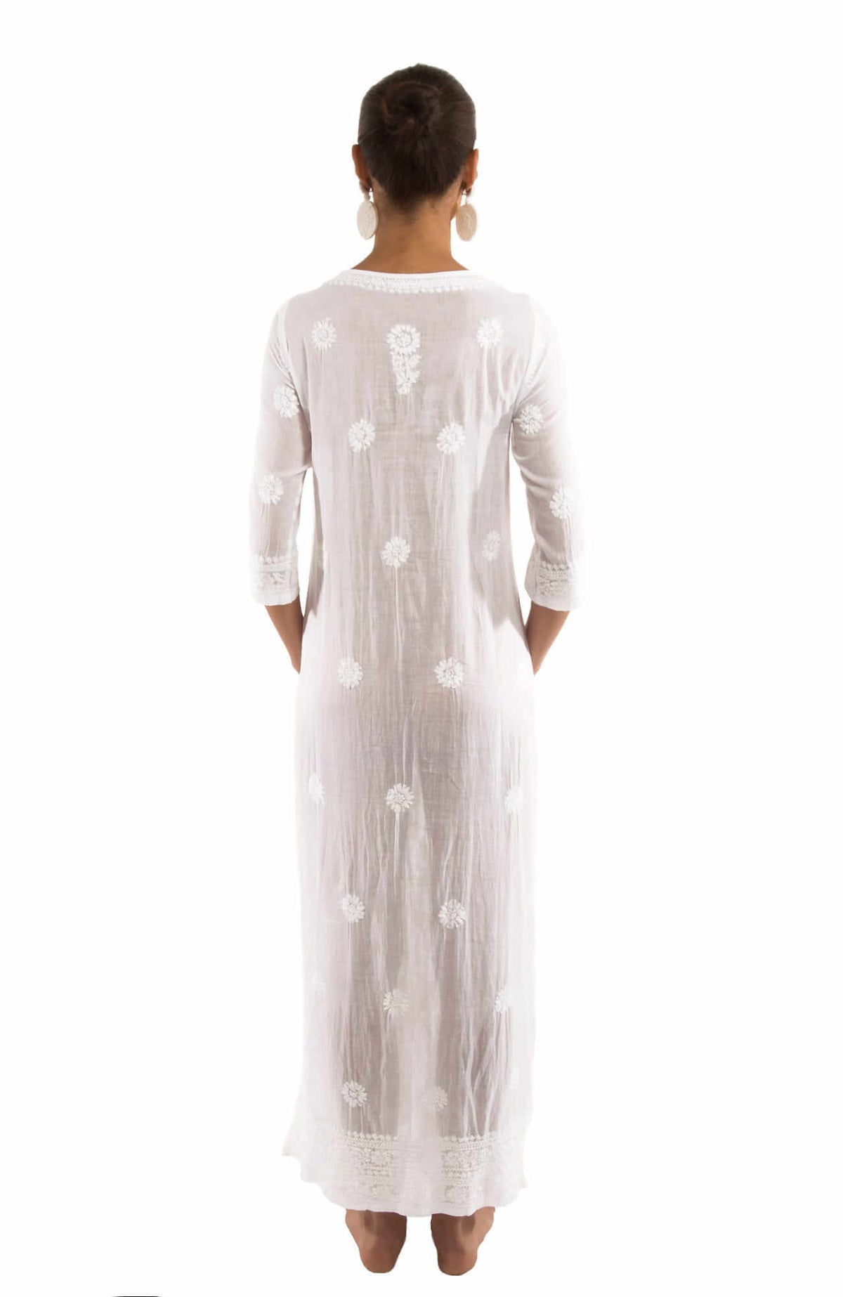 Hand Embroidered Midi/Maxi Dress - Copacabana White