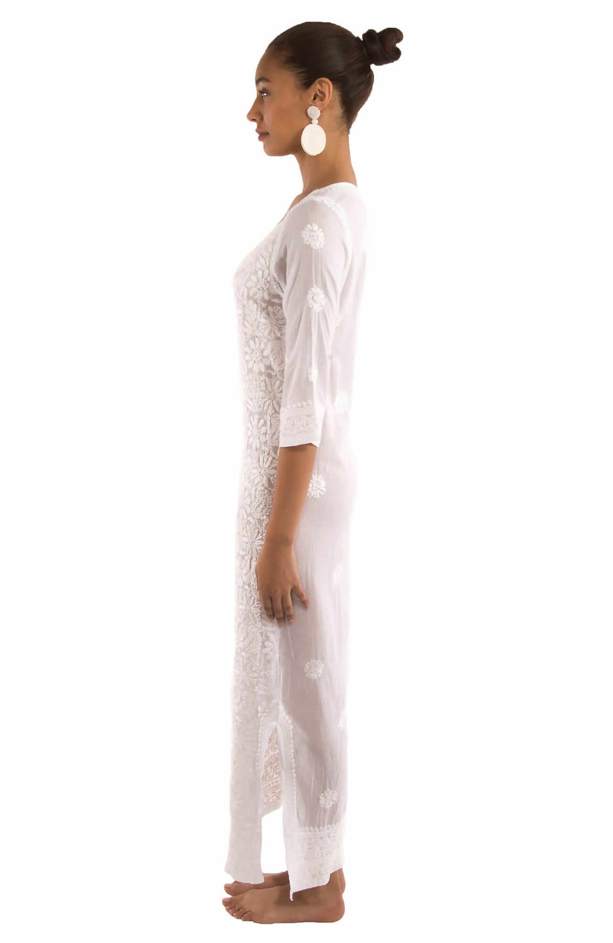 Hand Embroidered Midi/Maxi Dress - Copacabana White