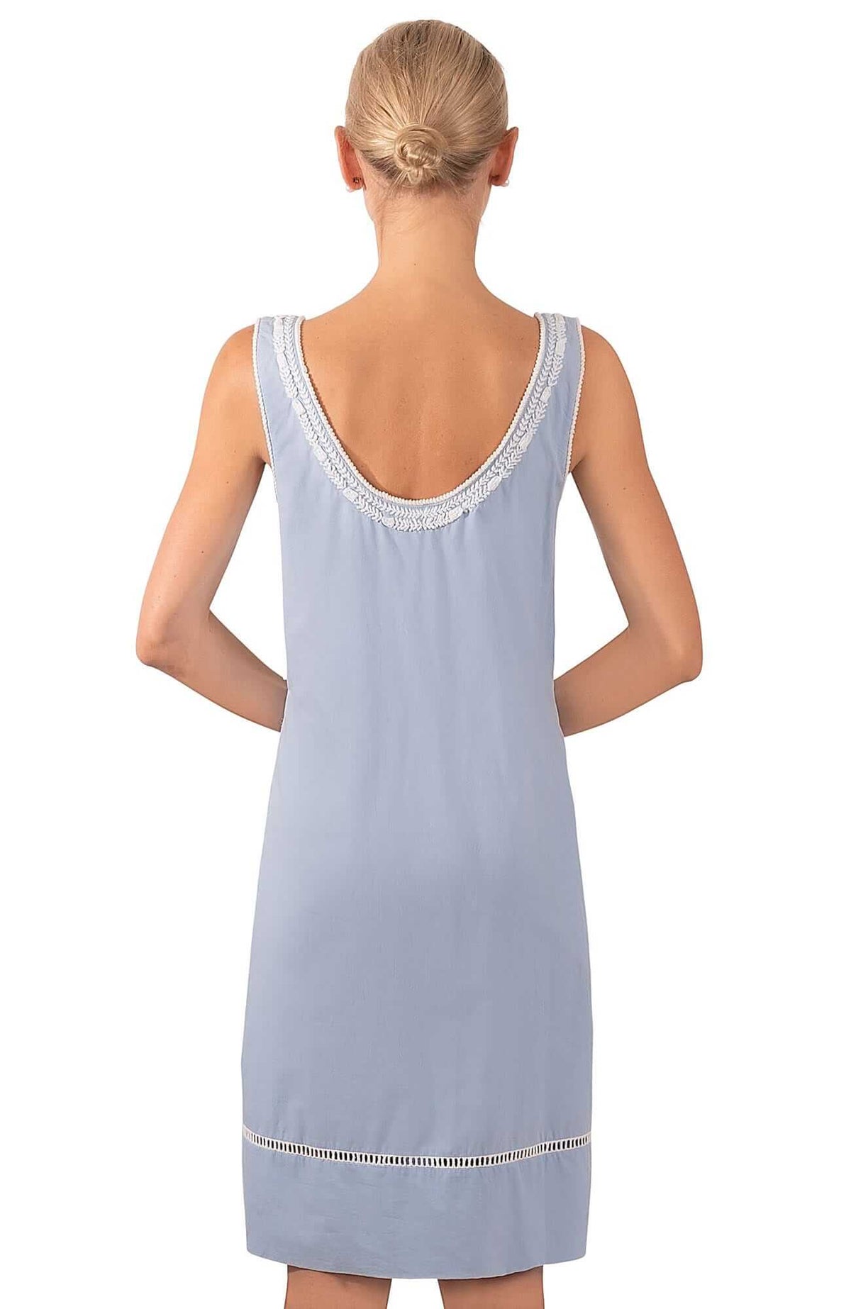 Hand Embroidered Simply Beautiful Dress - La Di Da - Final Sale Periwinkle White