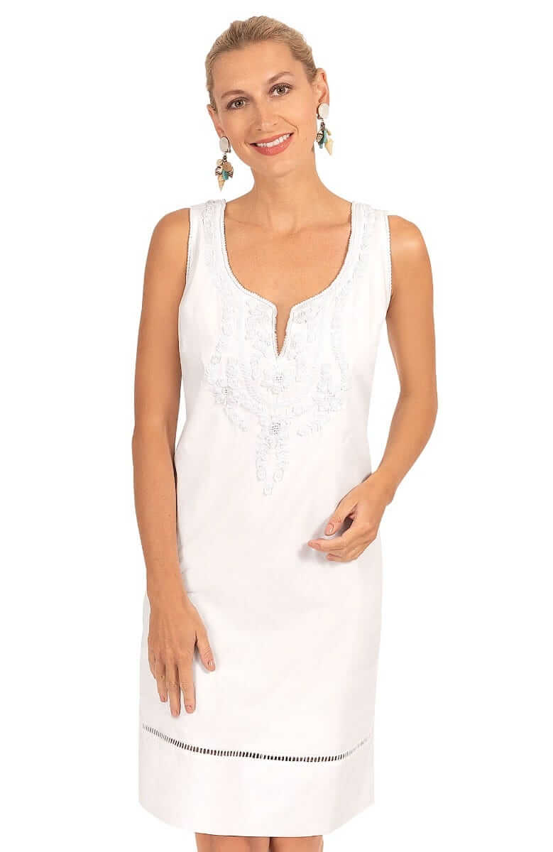 Hand Embroidered Simply Beautiful Dress - La Di Da - Final Sale White