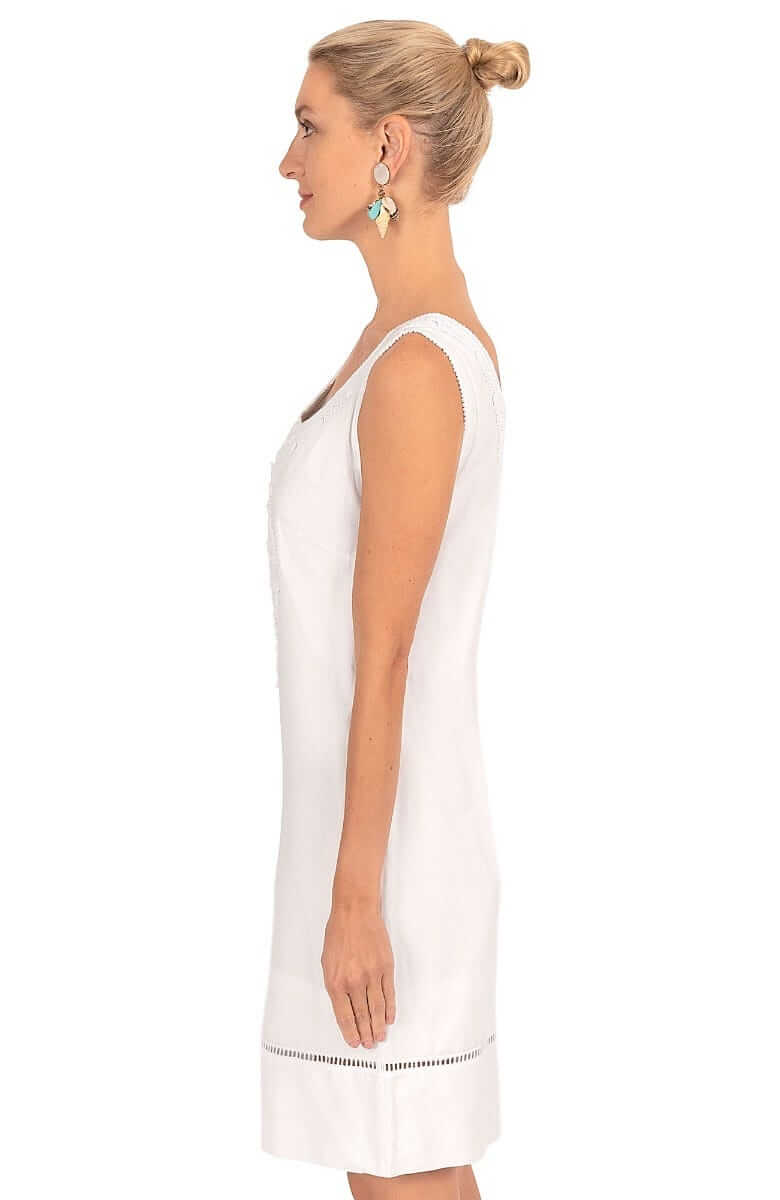 Hand Embroidered Simply Beautiful Dress - La Di Da - Final Sale White