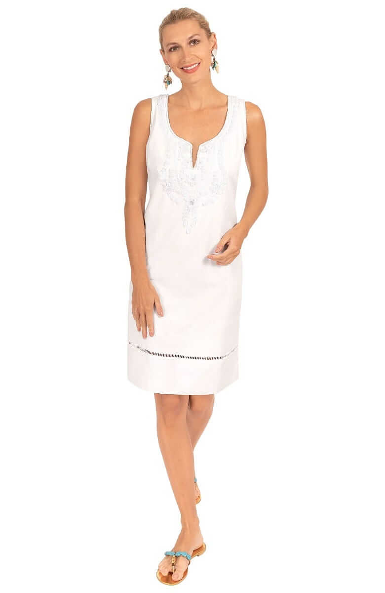 Hand Embroidered Simply Beautiful Dress - La Di Da - Final Sale White