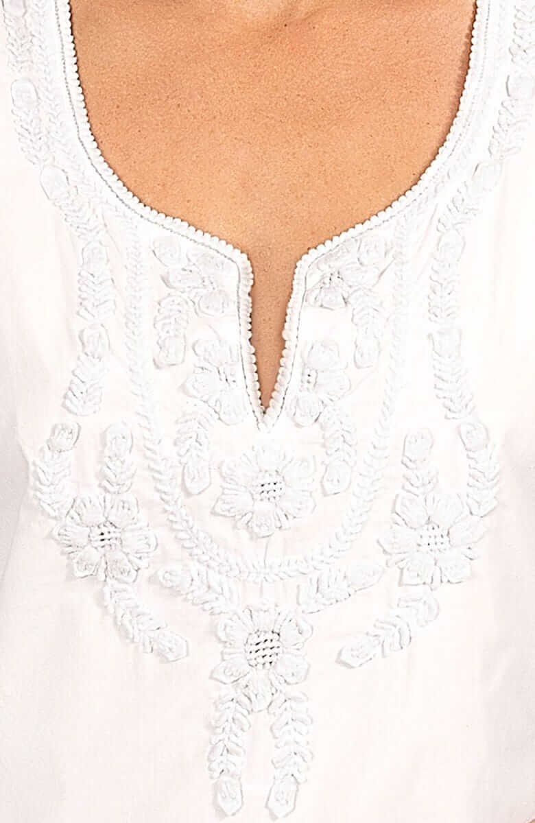 Hand Embroidered Simply Beautiful Dress - La Di Da - Final Sale White