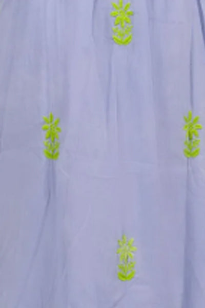 Hand Embroidered Midi Dress - Fiesta Time Periwinkle Lime