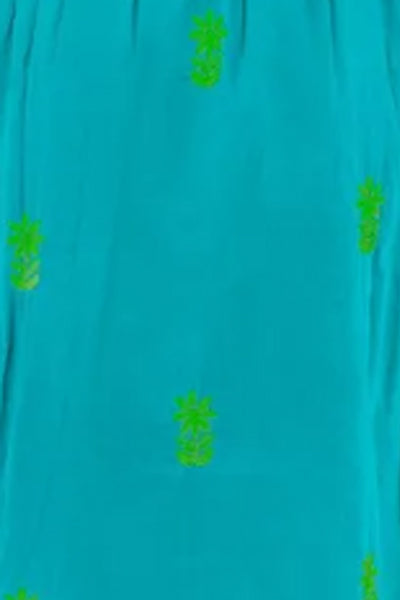 Hand Embroidered Midi Dress - Fiesta Time Turq Lime