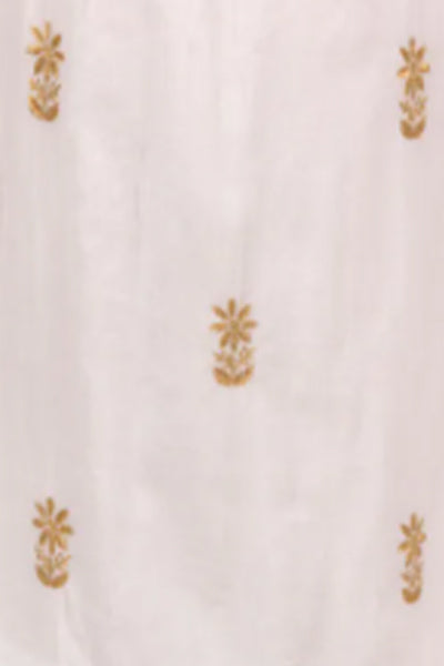 Hand Embroidered Midi Dress - Fiesta Time White Gold