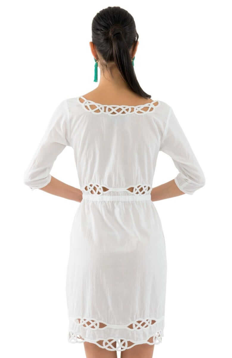 Embroidered Cut Out Dress - Infinity - Final Sale White