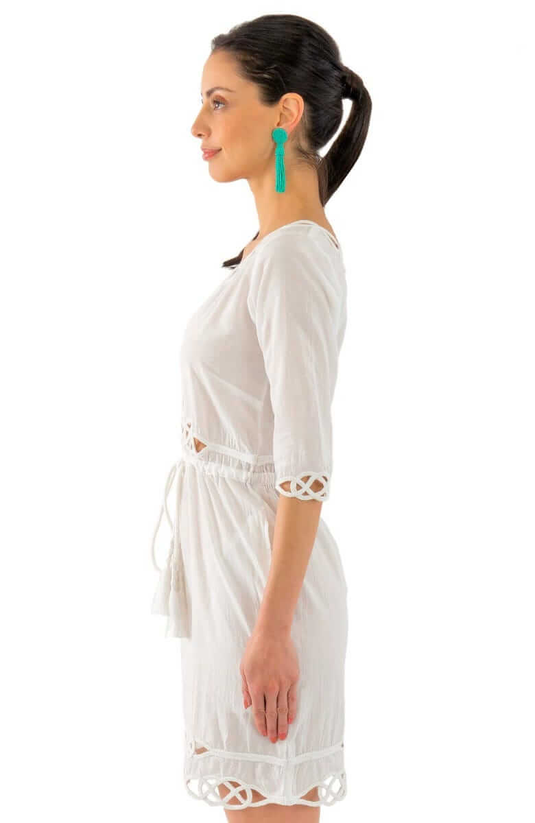 Embroidered Cut Out Dress - Infinity - Final Sale White