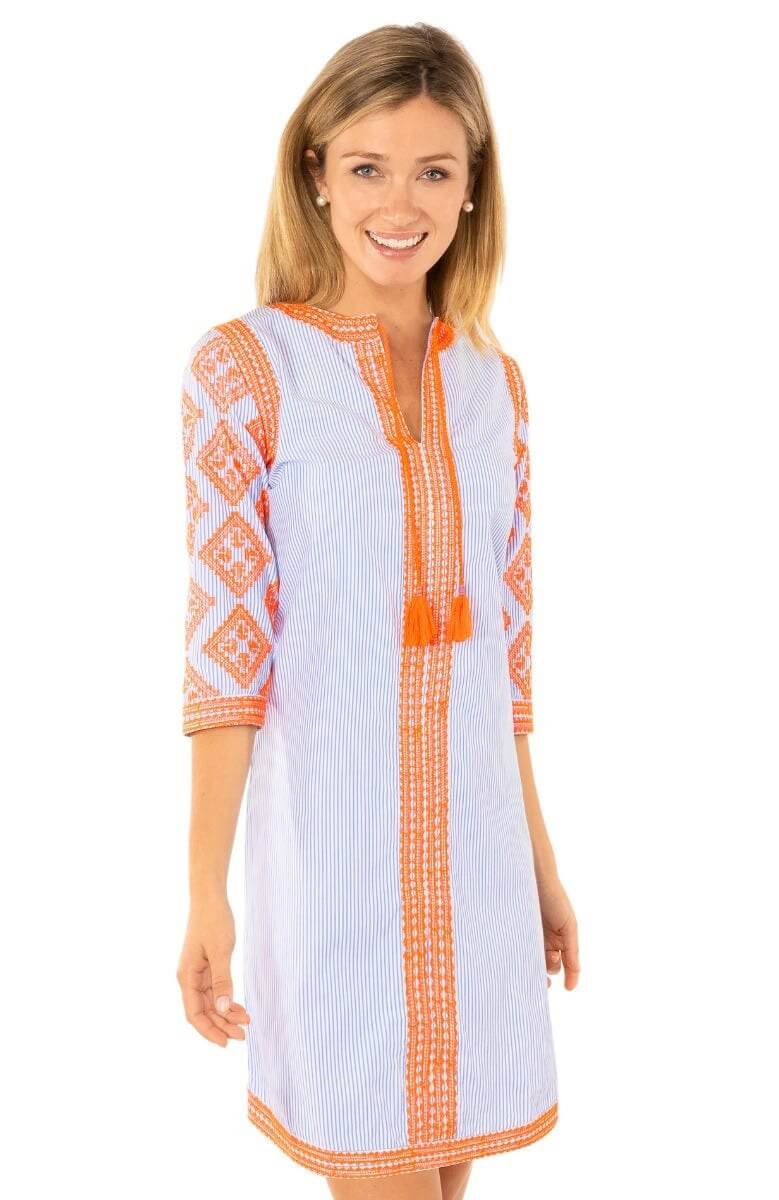 Embroidered Dress - Odessa - Final Sale Periwink Orange