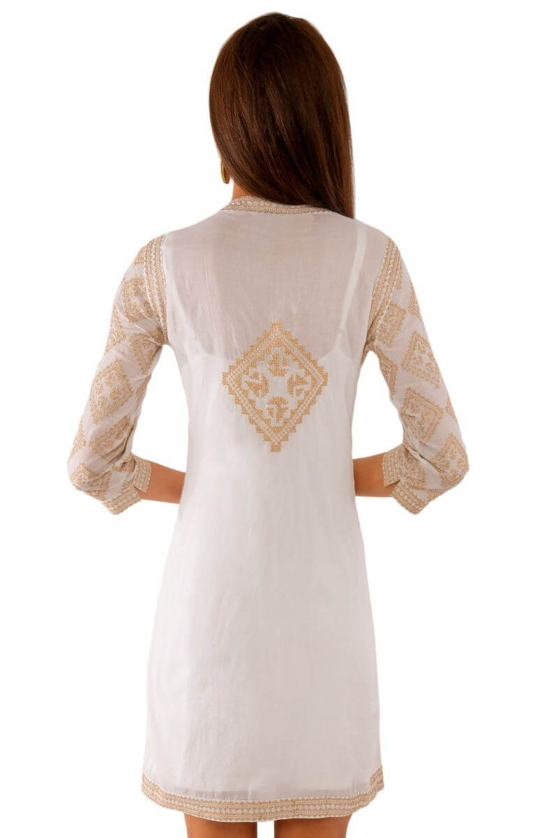 Embroidered Dress - Odessa - Final Sale White Gold