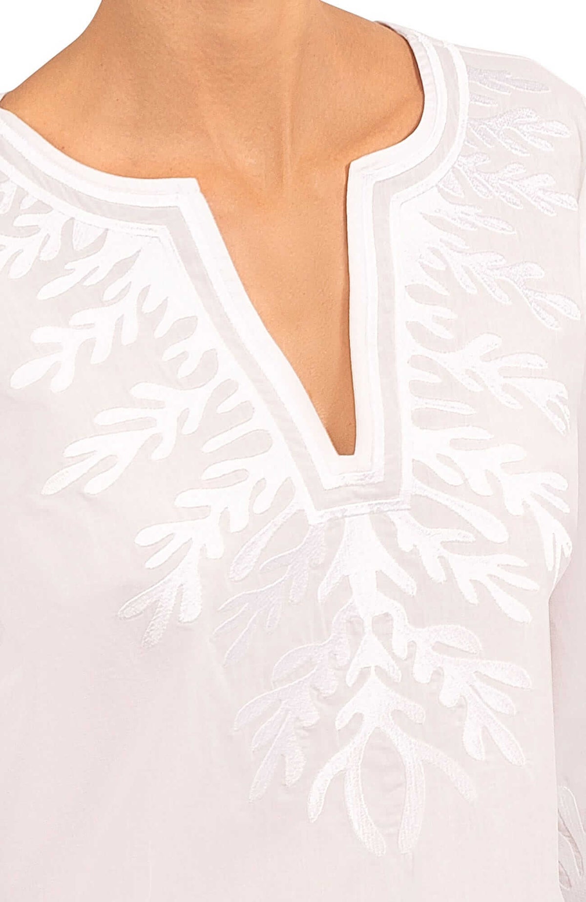 Wash / Wear Embroidered Caftan - The Reef White