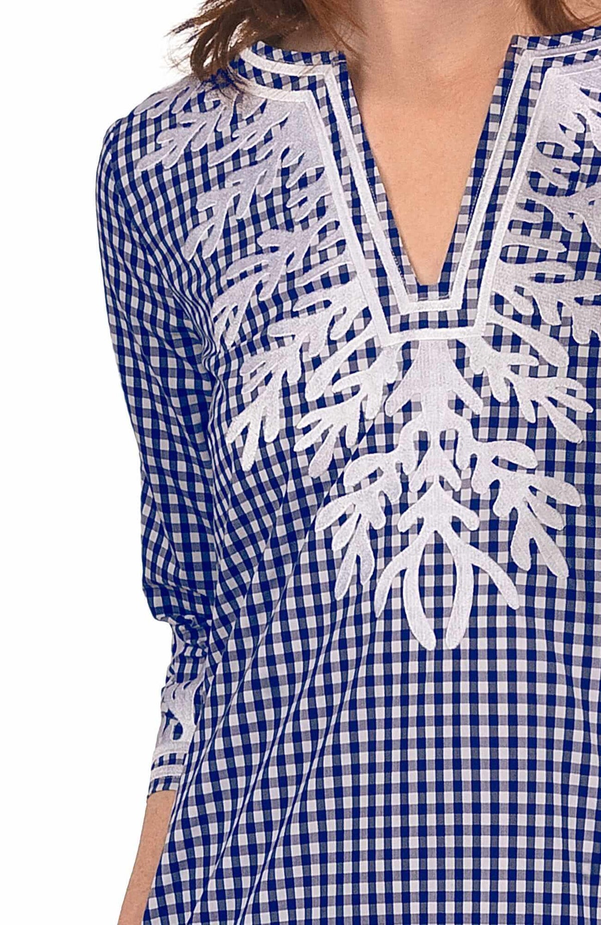 The Reef Caftan - Gingham Navy