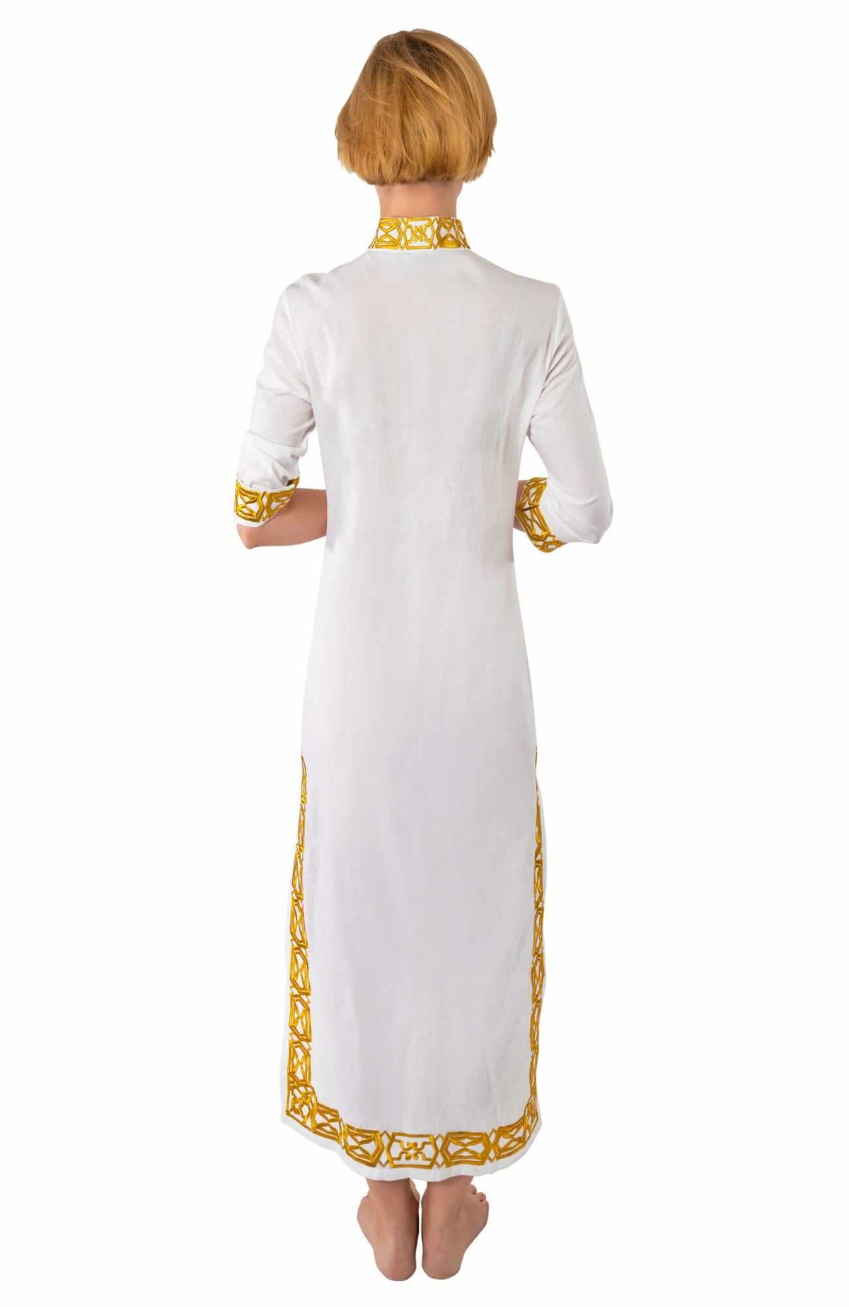 Embroidered Caftan - Rio Gio - Final Sale White Gold