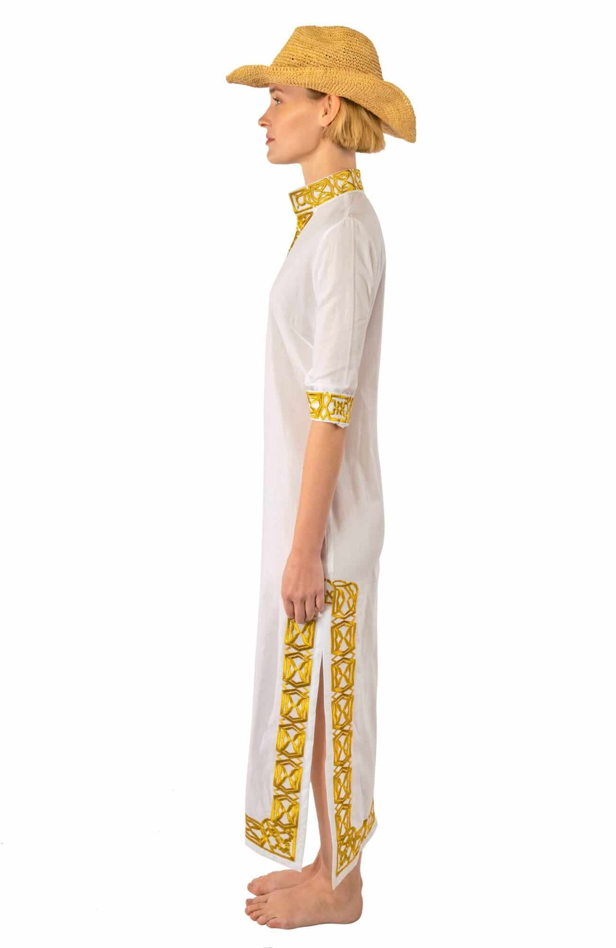 Embroidered Caftan - Rio Gio - Final Sale White Gold