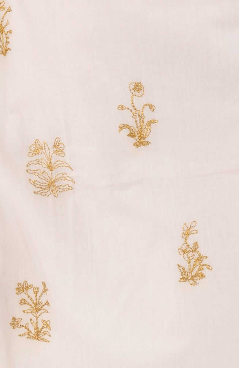 Hand Embroidered Cotton Upsa Daisy Caftan Gold