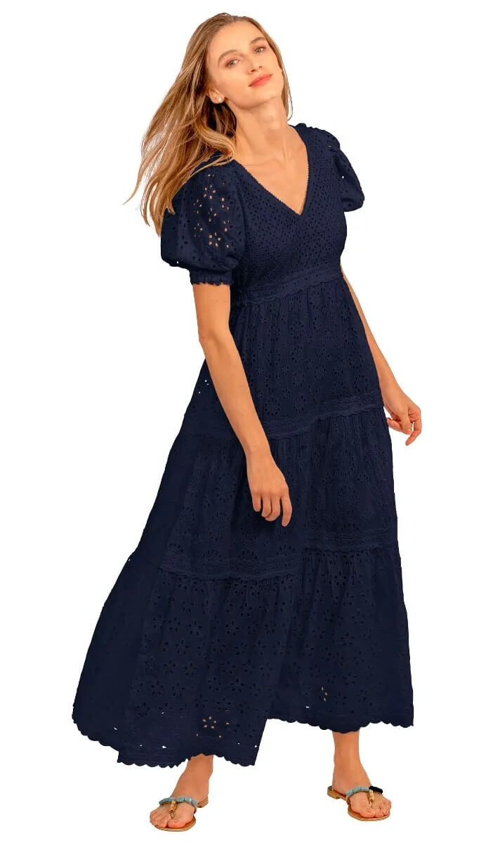 Eyelet Mary Weathered Midi/Maxi - La Di Da Navy