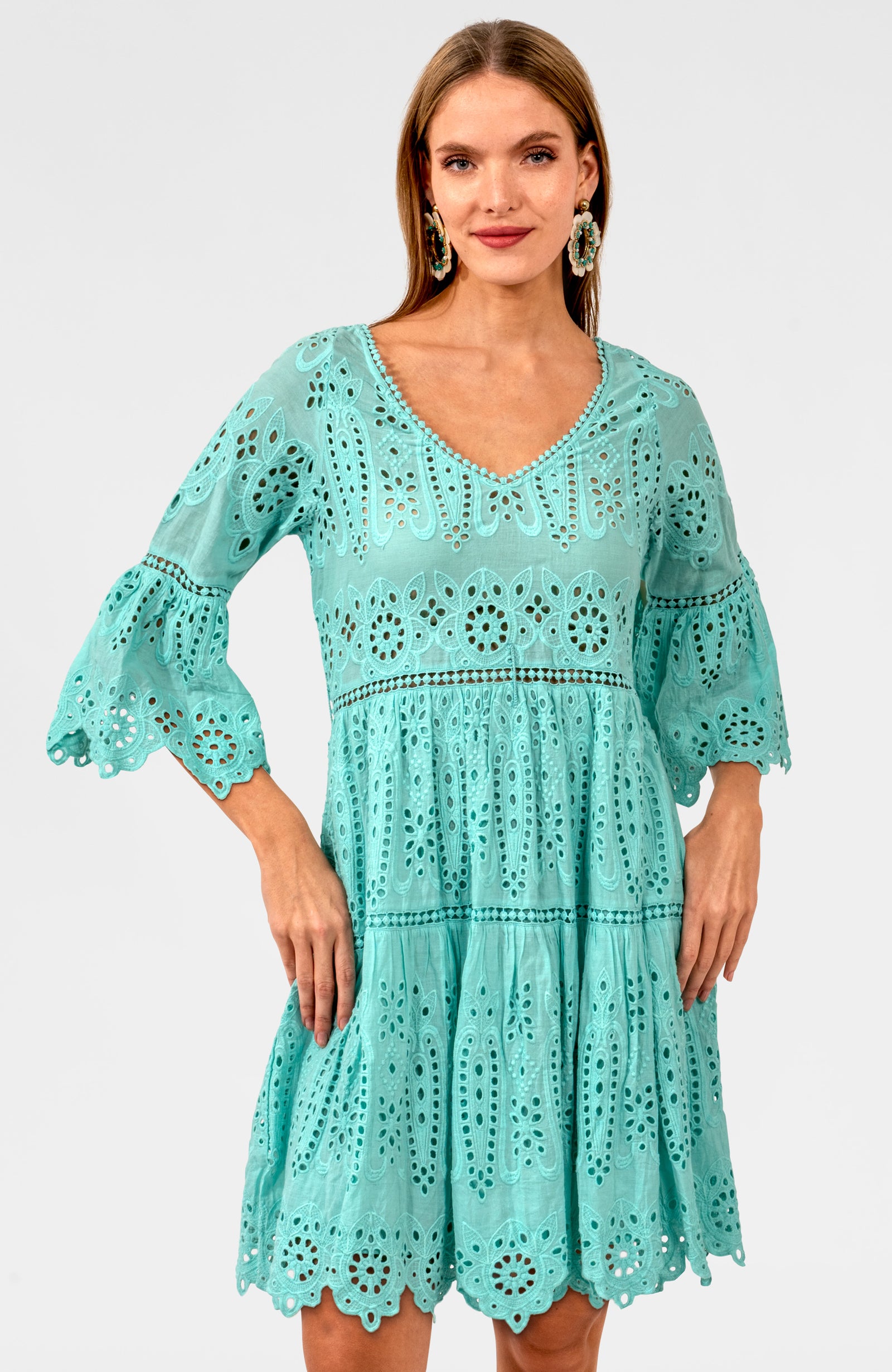 Saucy Dress - Eyelet Turquoise