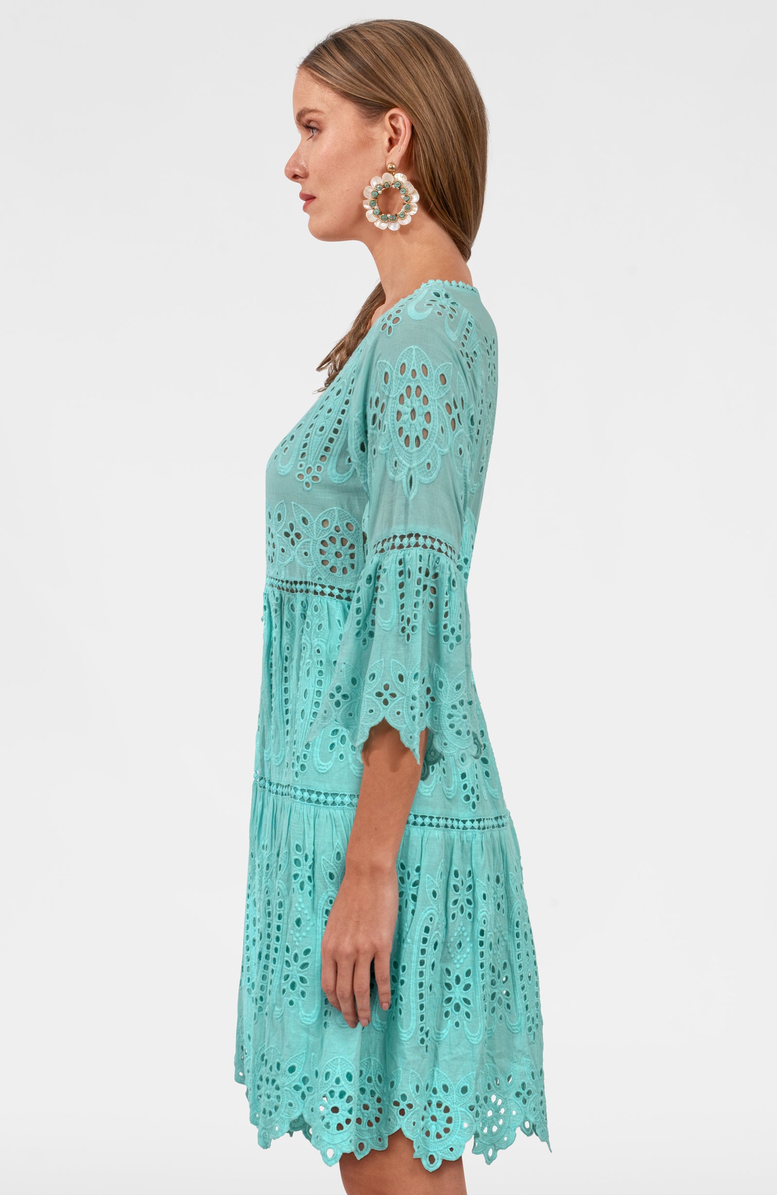 Saucy Dress - Eyelet Turquoise