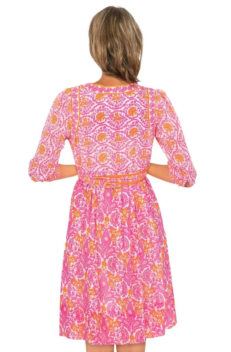 Flutter Dress - East India - Final Sale Pink Orange