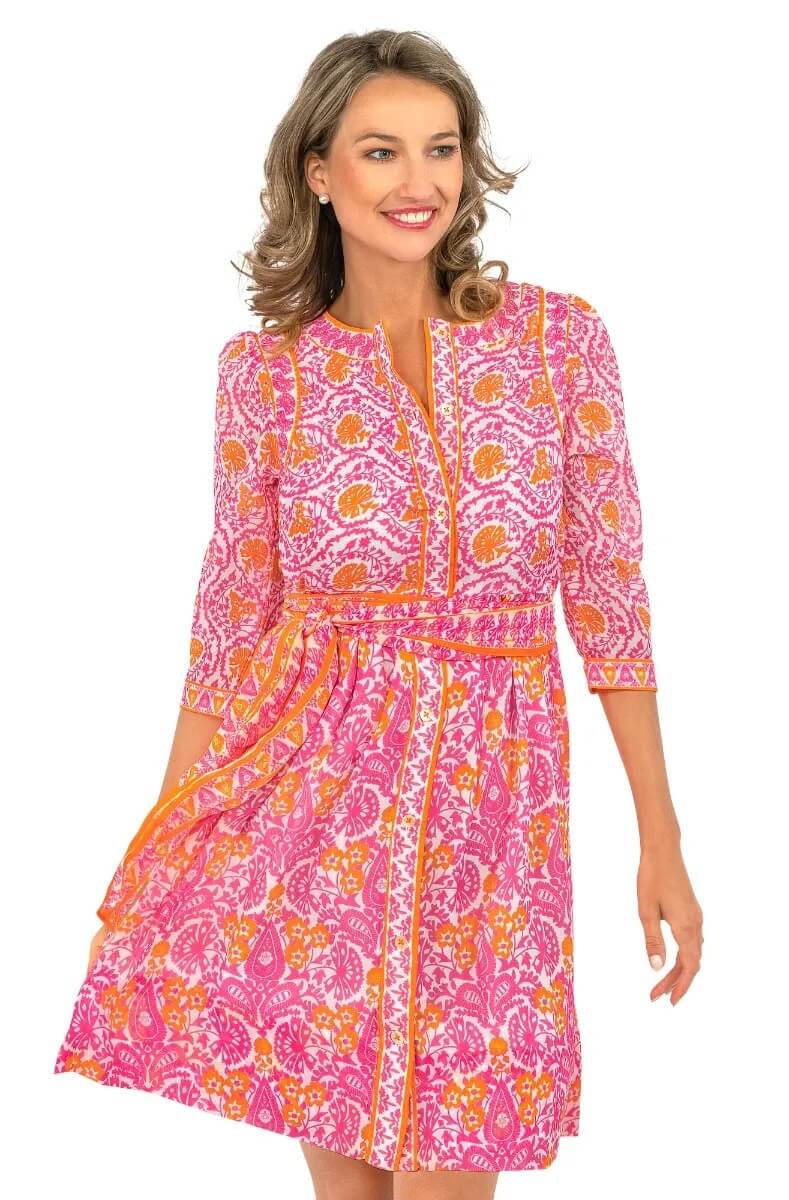 Flutter Dress - East India - Final Sale Pink Orange