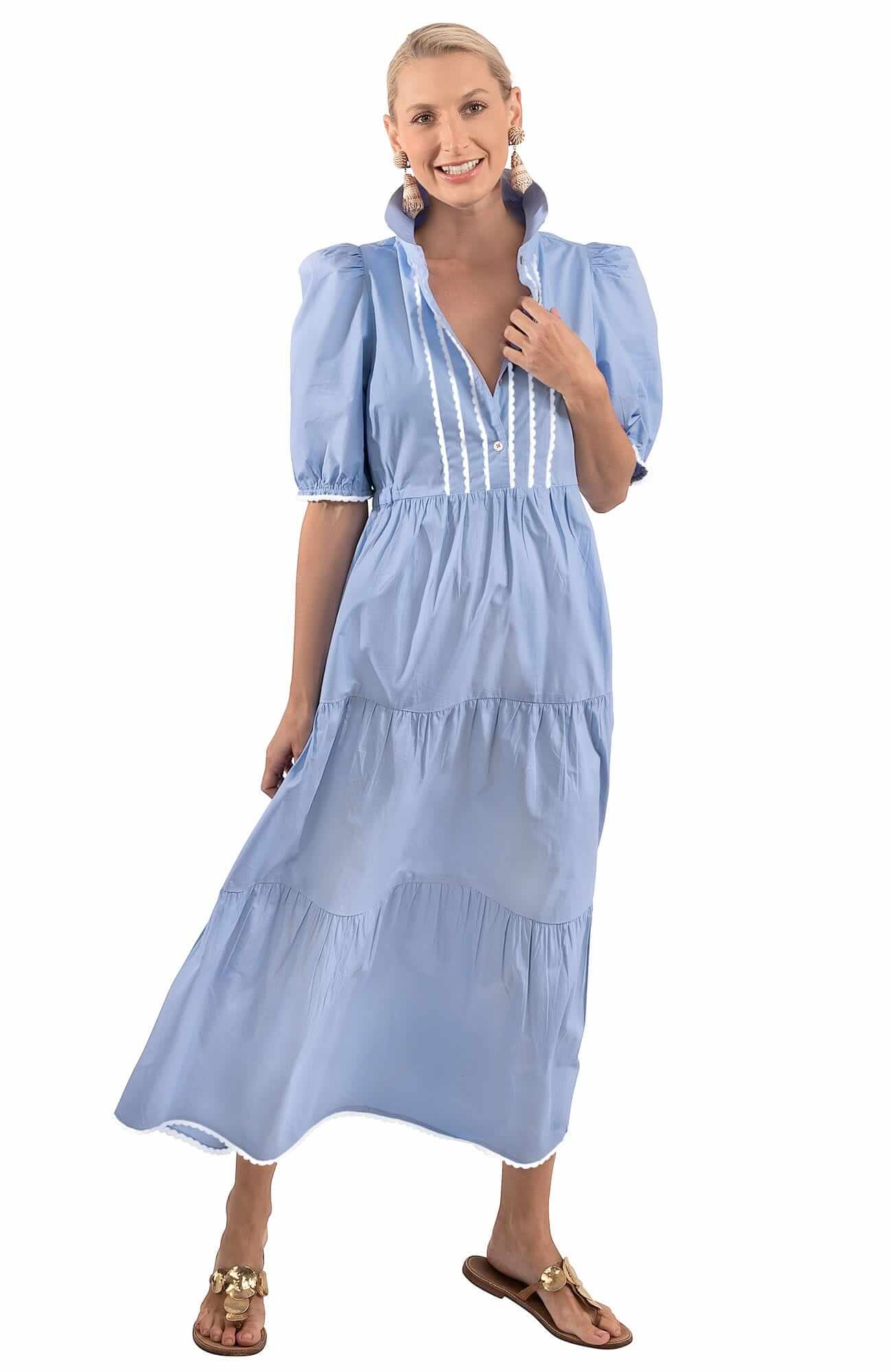 Cotton Ric Rac Roc Maxi Dress - Final Sale Periwinkle