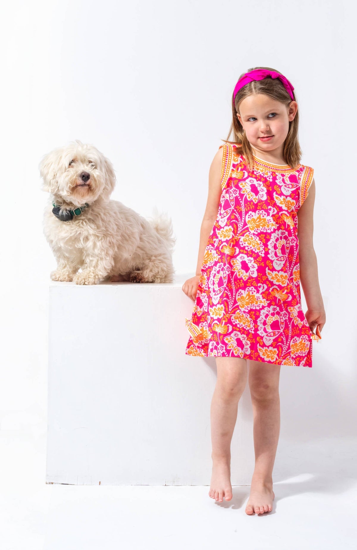 Girls Dress - Flora Pink Orange