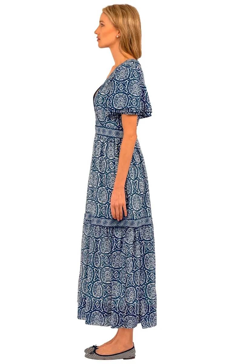 Le Marais Midi/Maxi Dress - Sultan&#39;s Dining Room Navy White