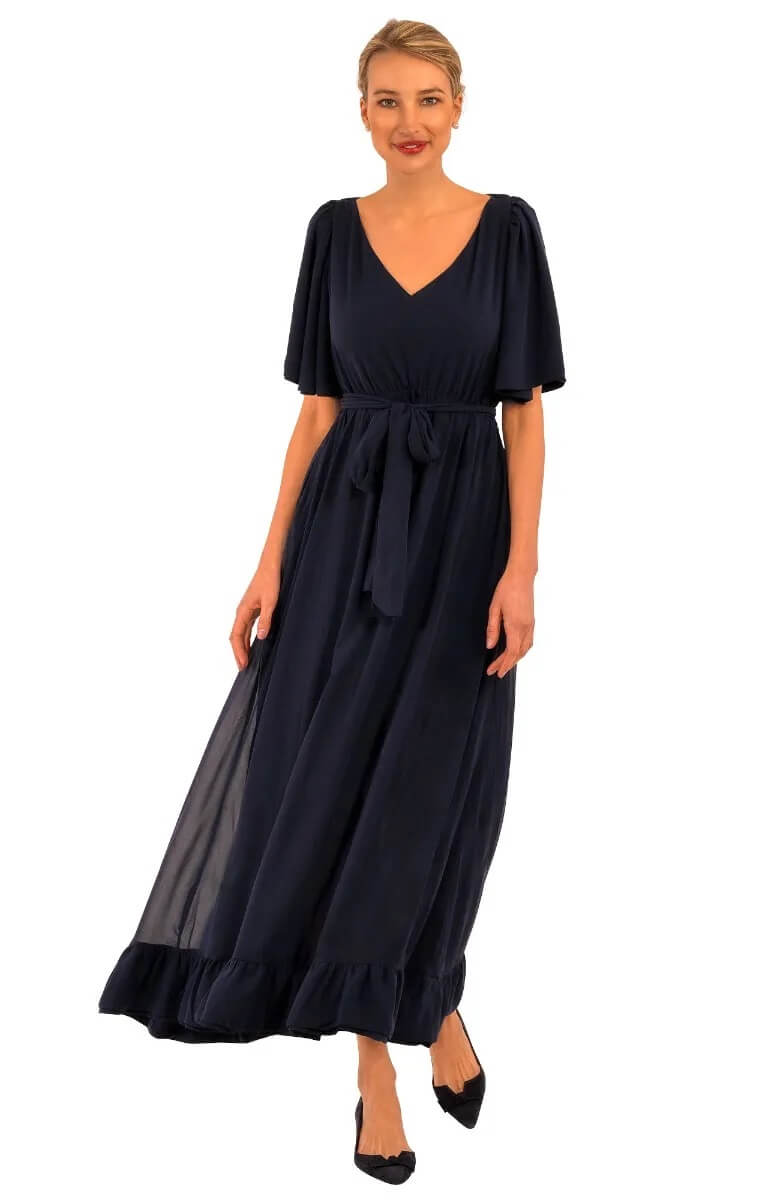 Solid Melody Maxi Dress Navy