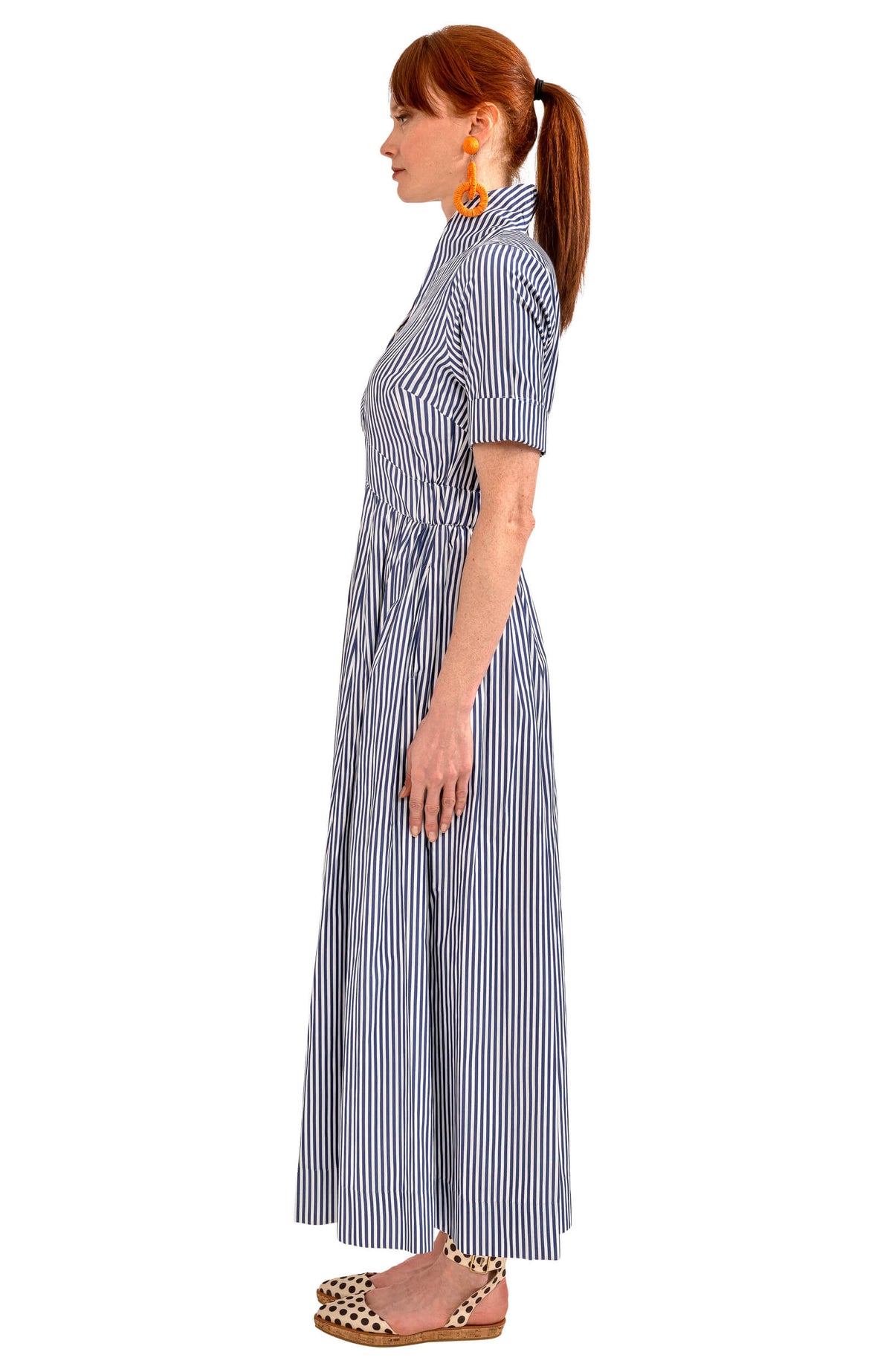 June Dress - Stripe Wash &amp; Wear Navy