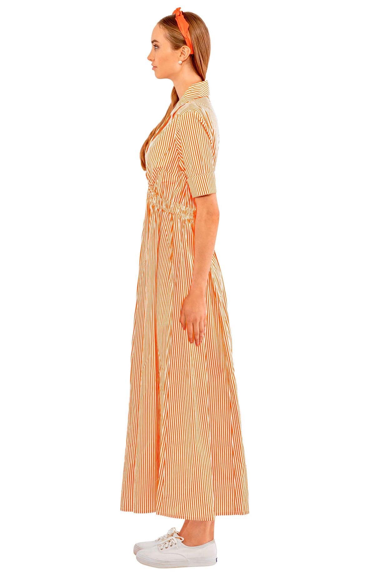 June Dress - Stripe Wash &amp; Wear Orange