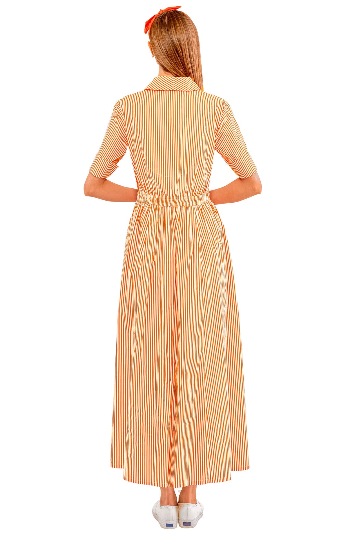 June Dress - Stripe Wash &amp; Wear Orange