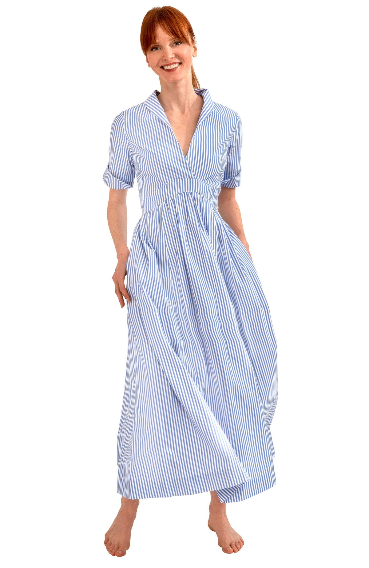 June Dress - Stripe Wash &amp; Wear Periwinkle