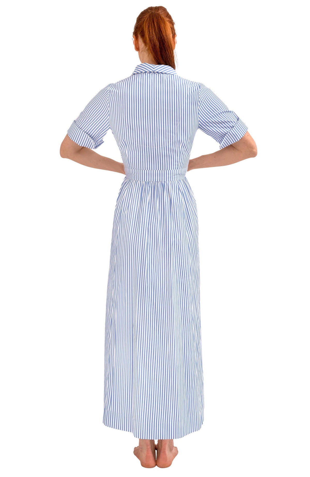 June Dress - Stripe Wash &amp; Wear Periwinkle