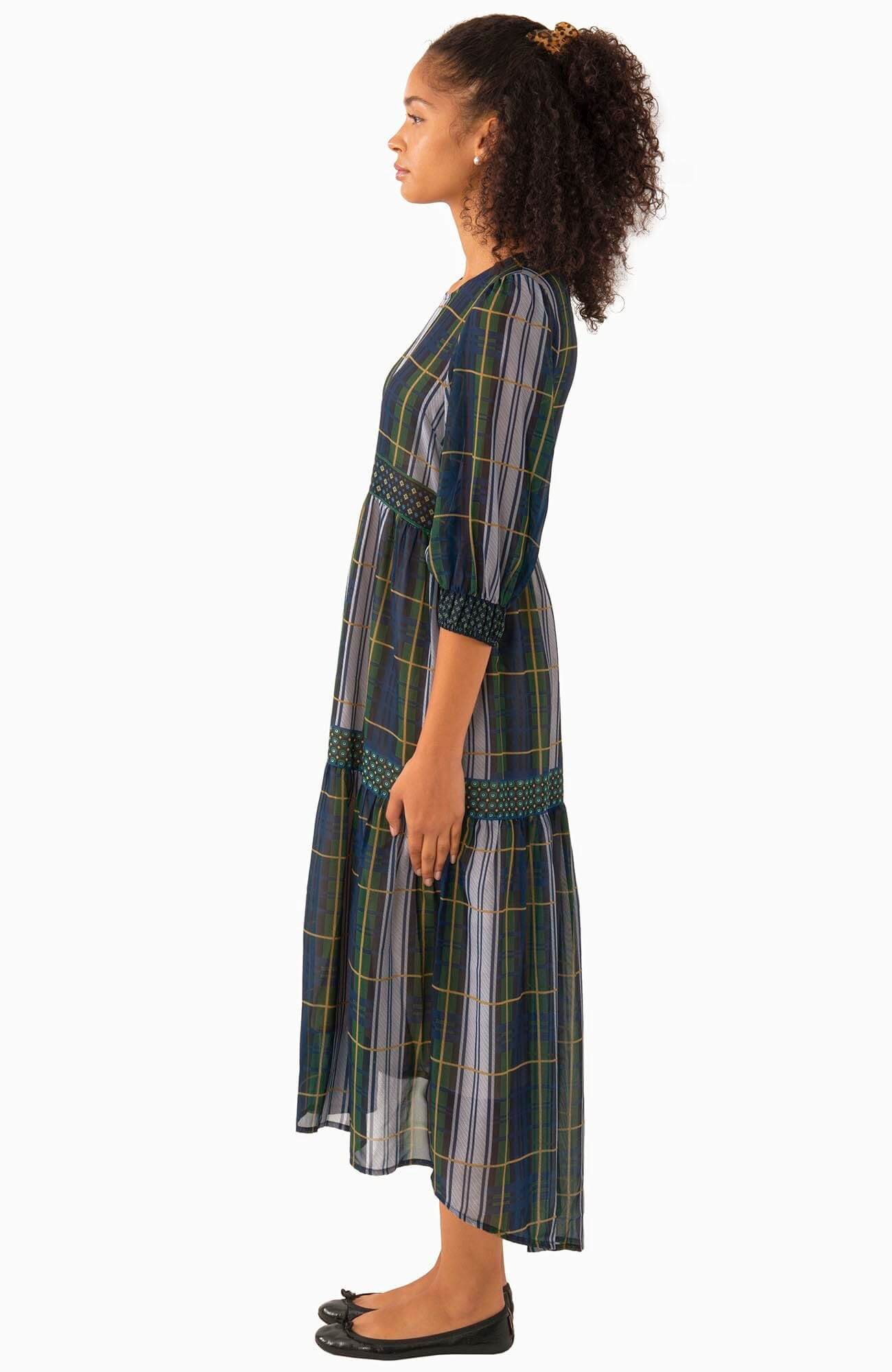 Peasant Dress - Campbell Plaid Green