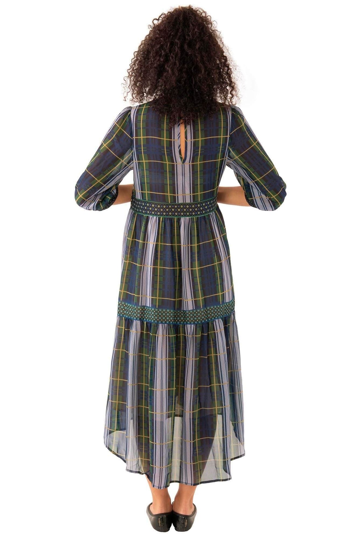 Peasant Dress - Campbell Plaid Green