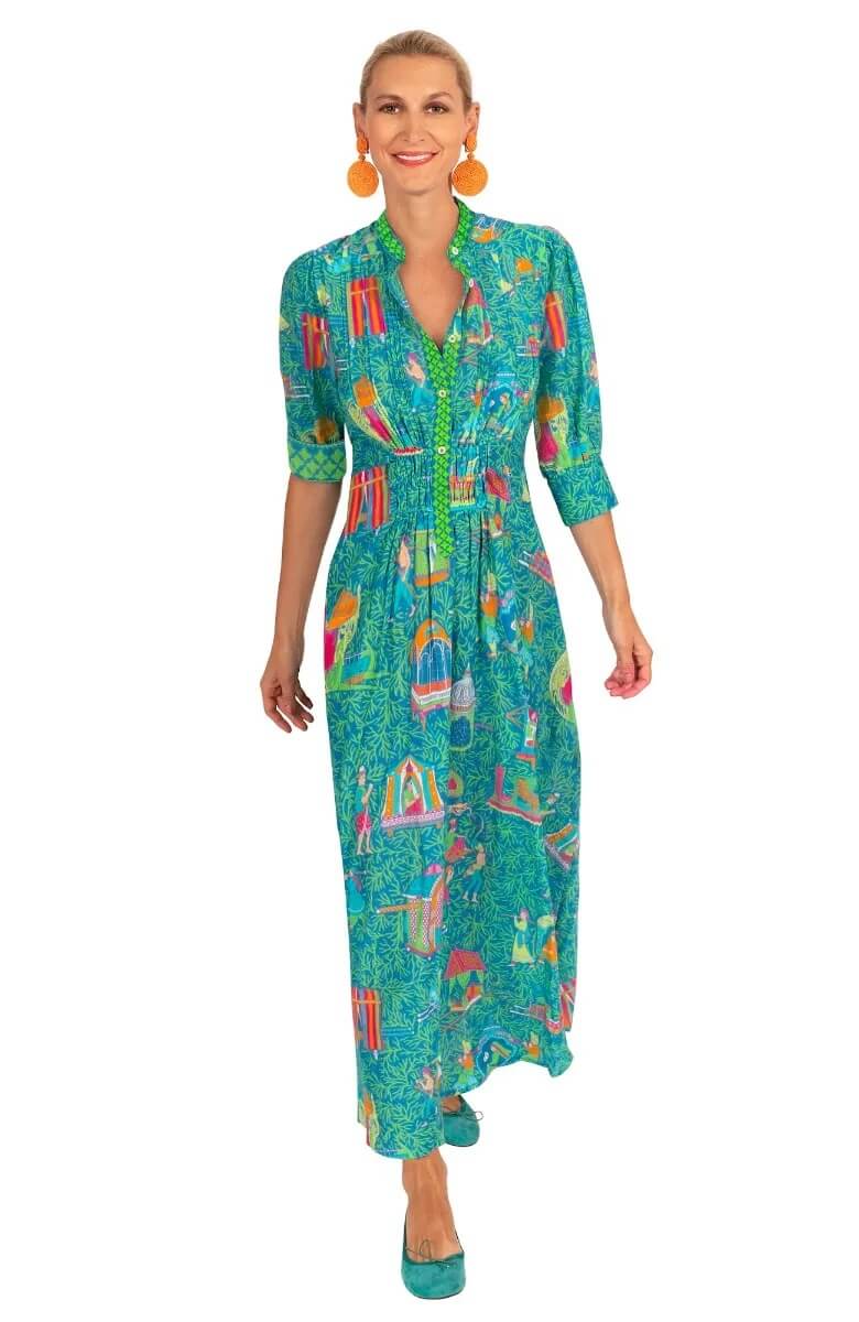 Cinch Maxi Dress - Palanquin Party Turquoise