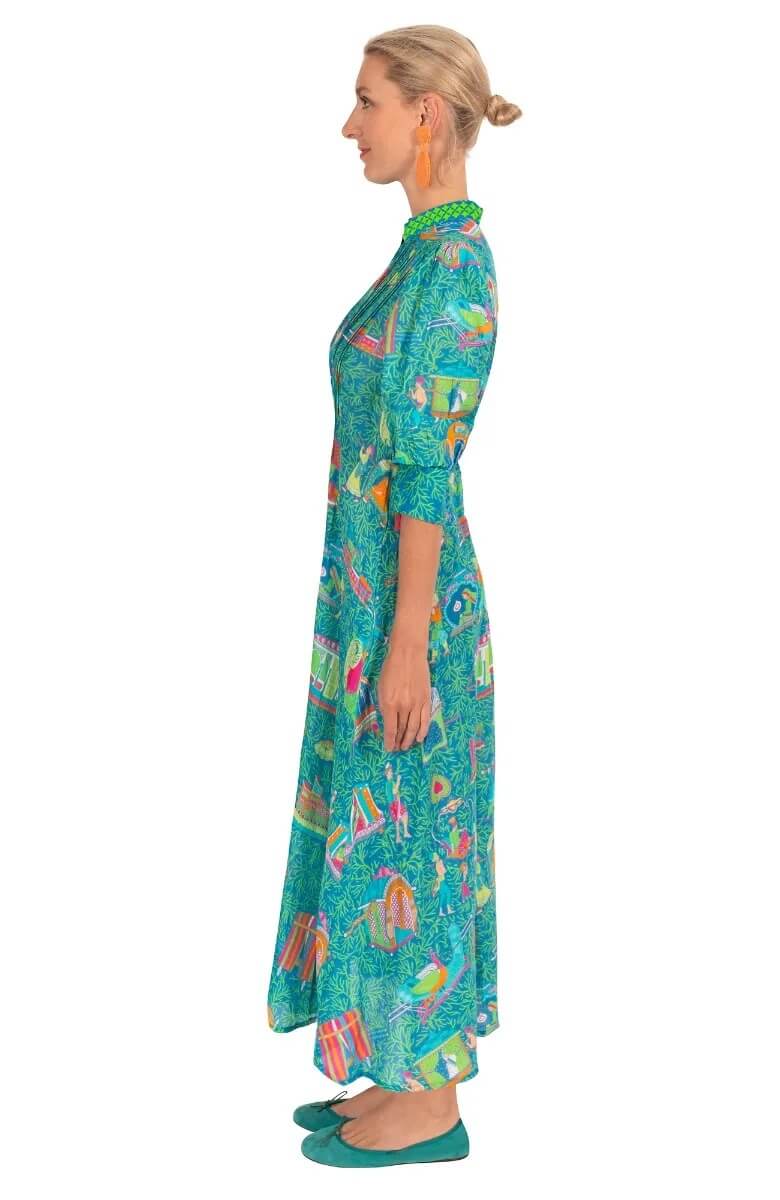 Cinch Maxi Dress - Palanquin Party Turquoise