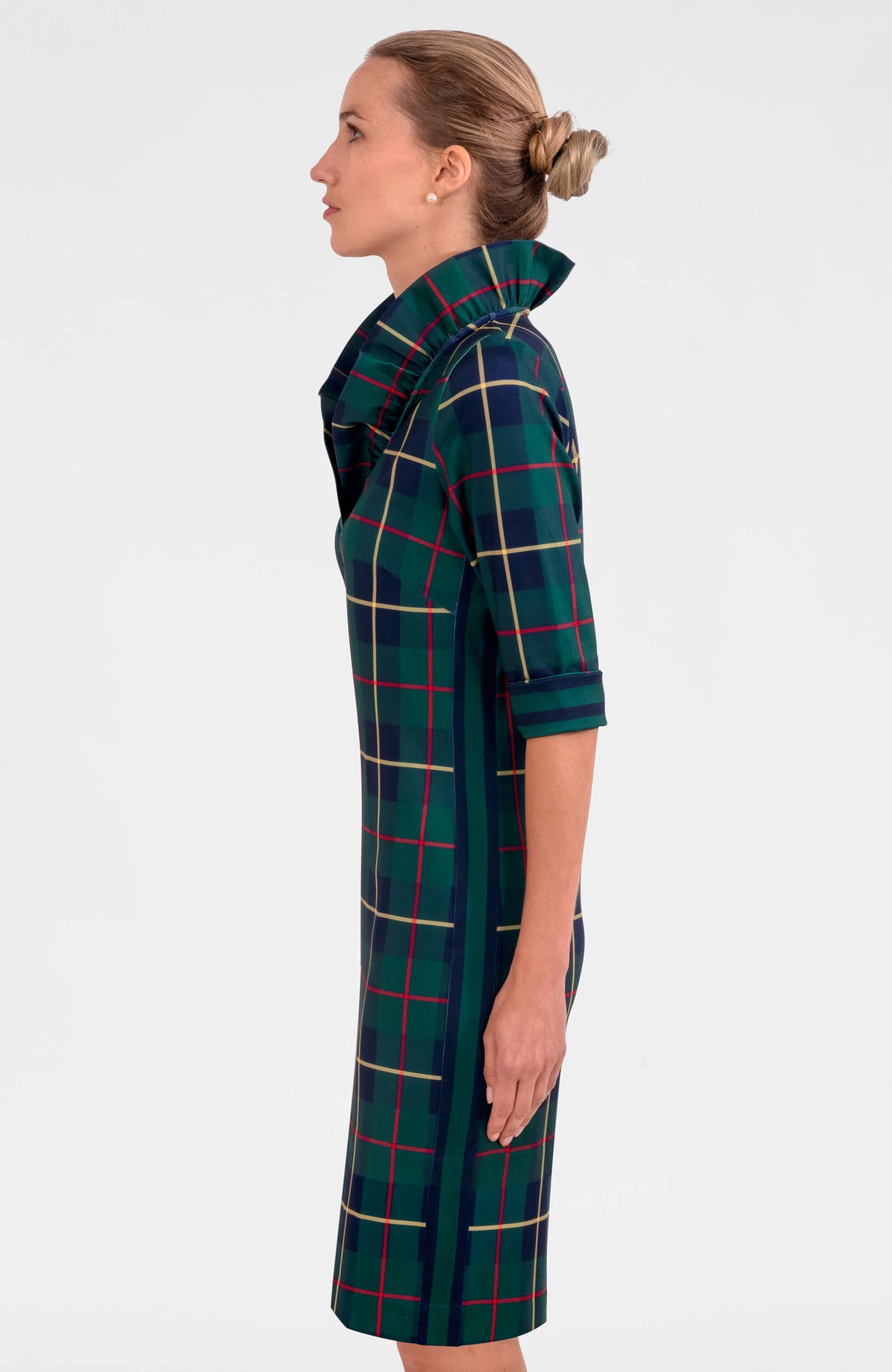 Jersey Ruffneck Dress - Plaidly Cooper Green Multi