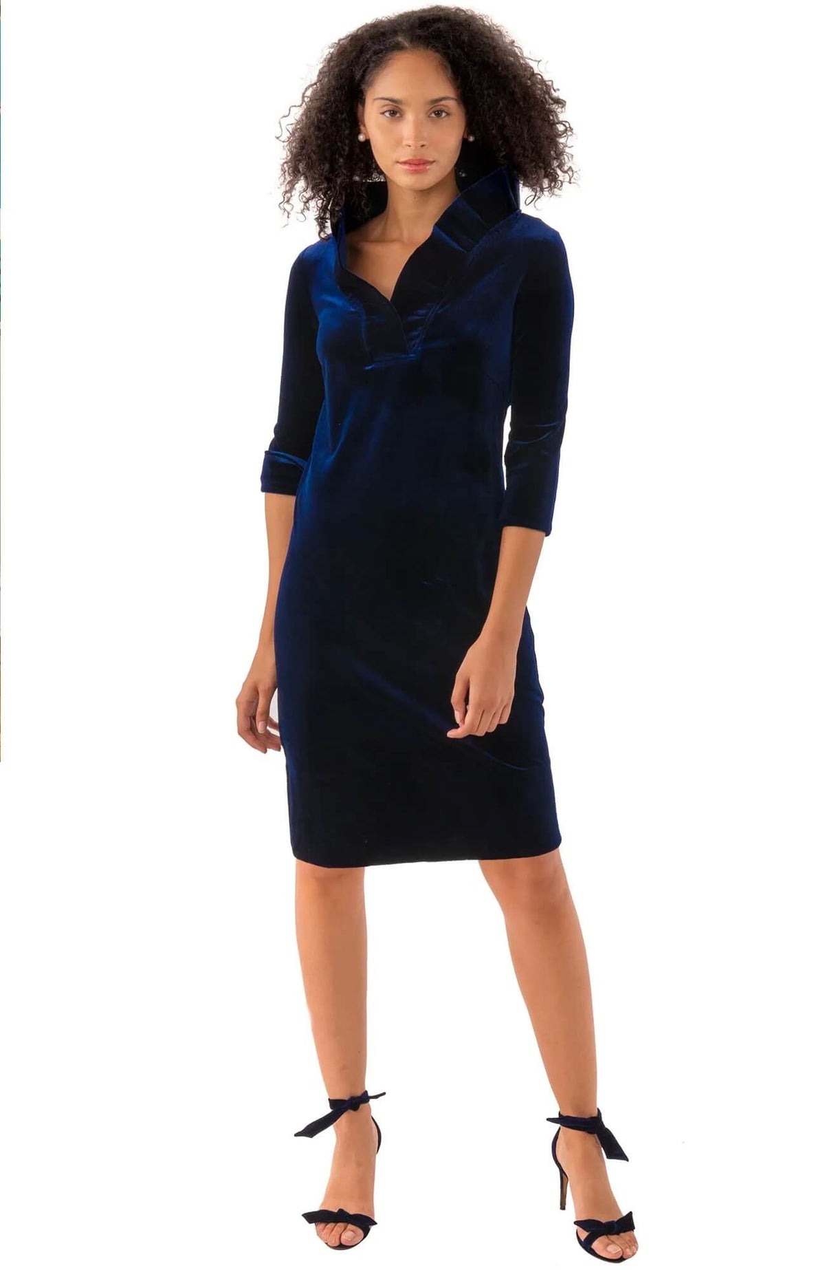 Ruffneck Dress - Silky Velvet Navy