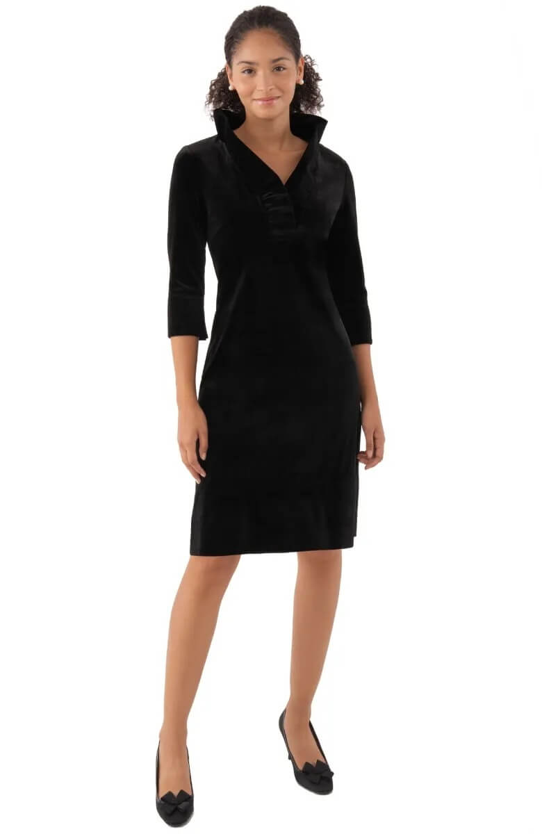 Ruffneck Dress - Silky Velvet Black