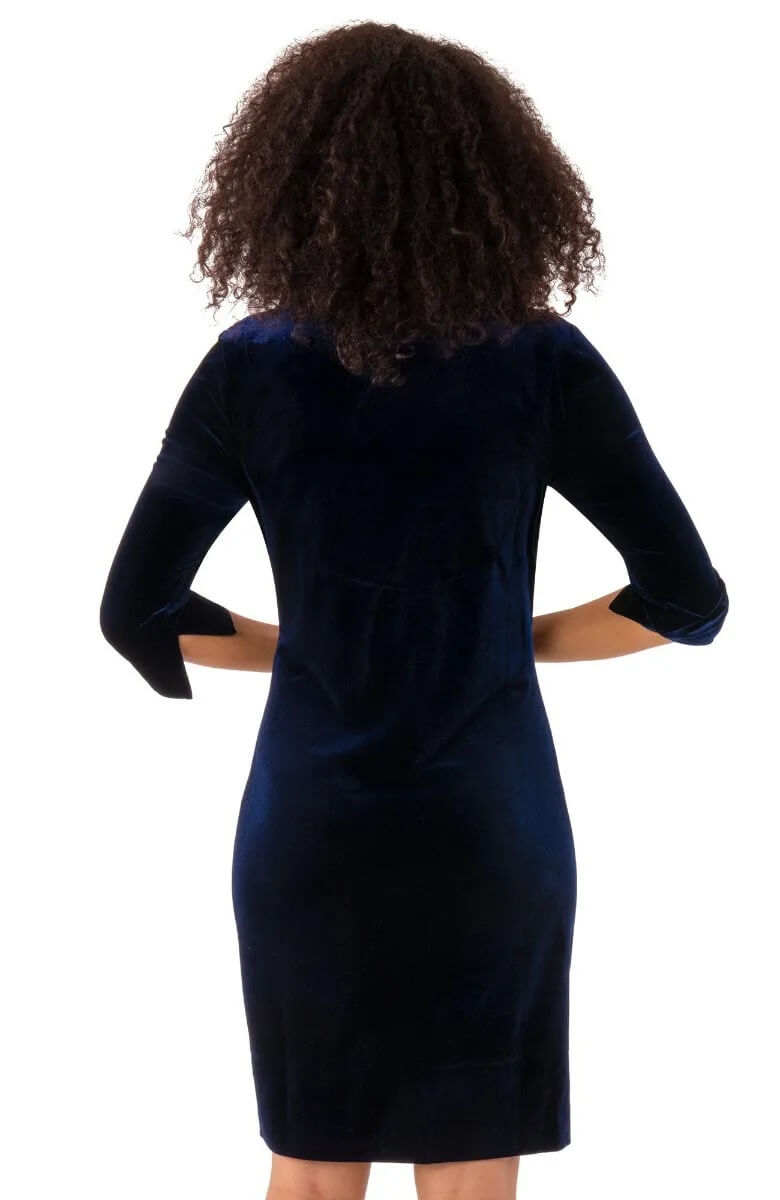 Ruffneck Dress - Silky Velvet Navy