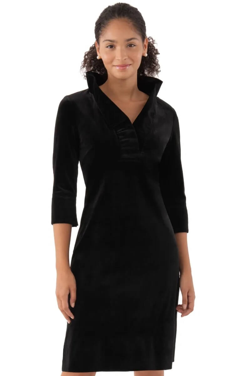 Ruffneck Dress - Silky Velvet Black