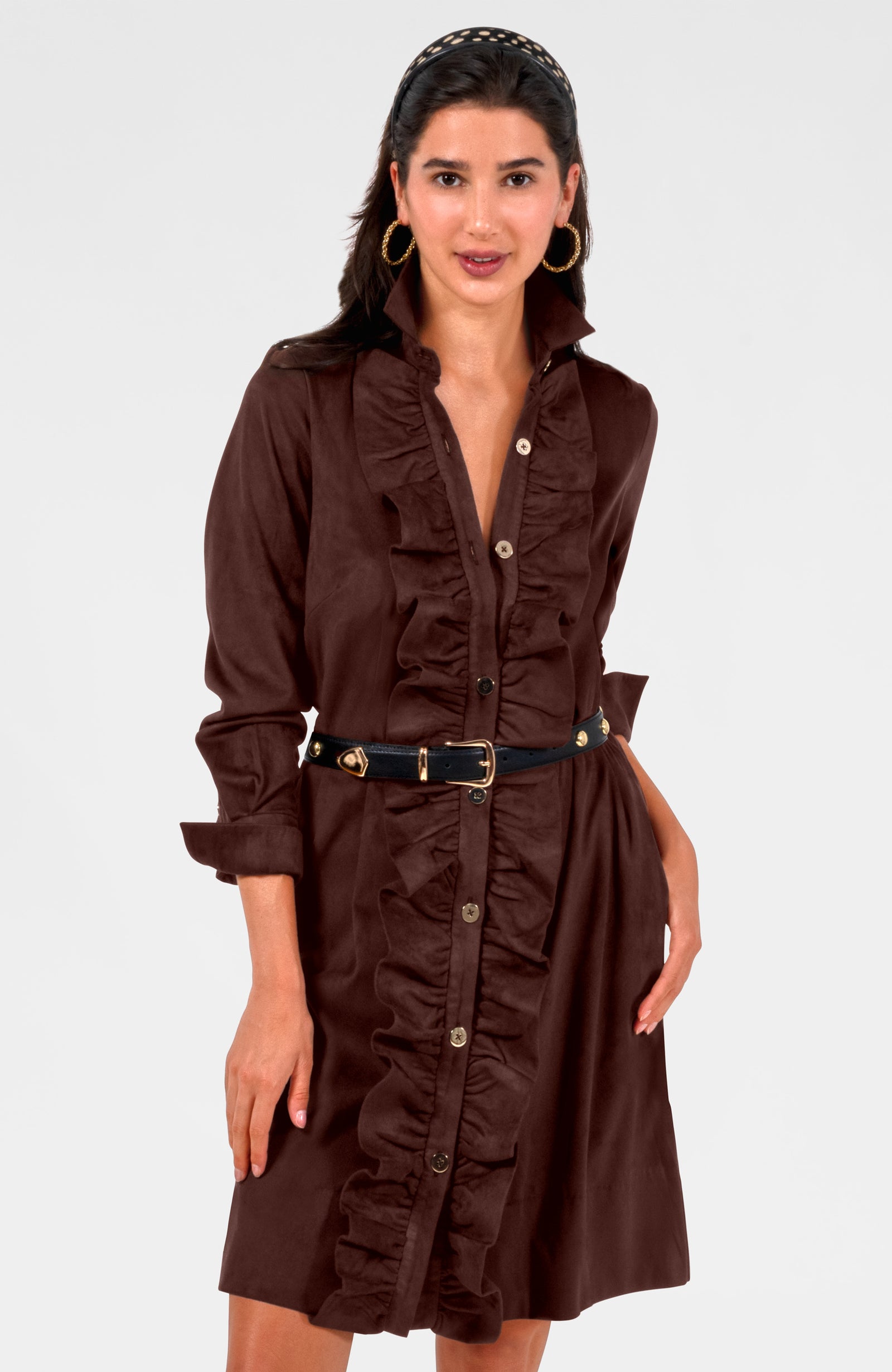Ruffle Rumble Dress - Ultra Suede Brown