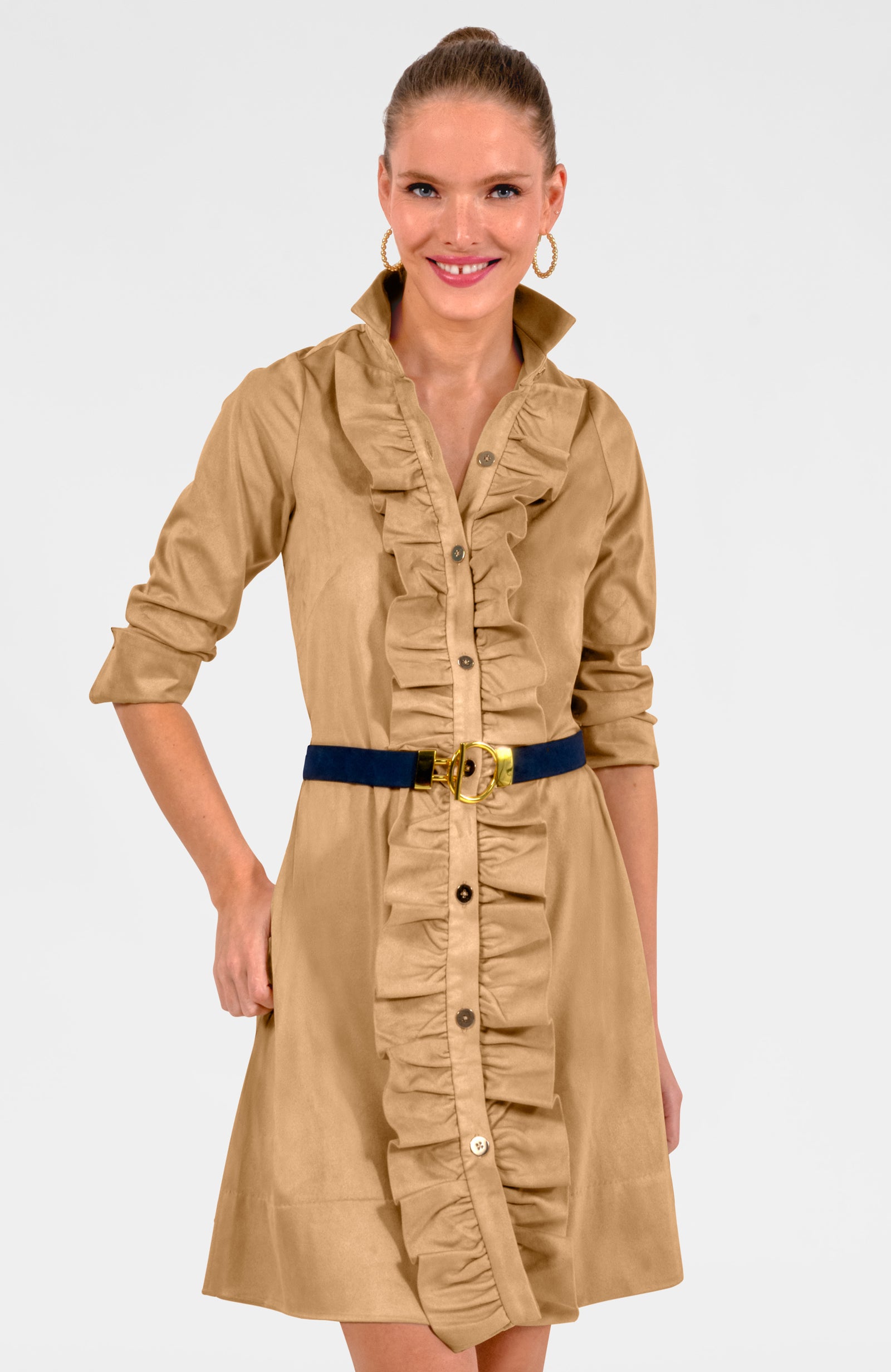 Ruffle Rumble Dress - Ultra Suede Khaki