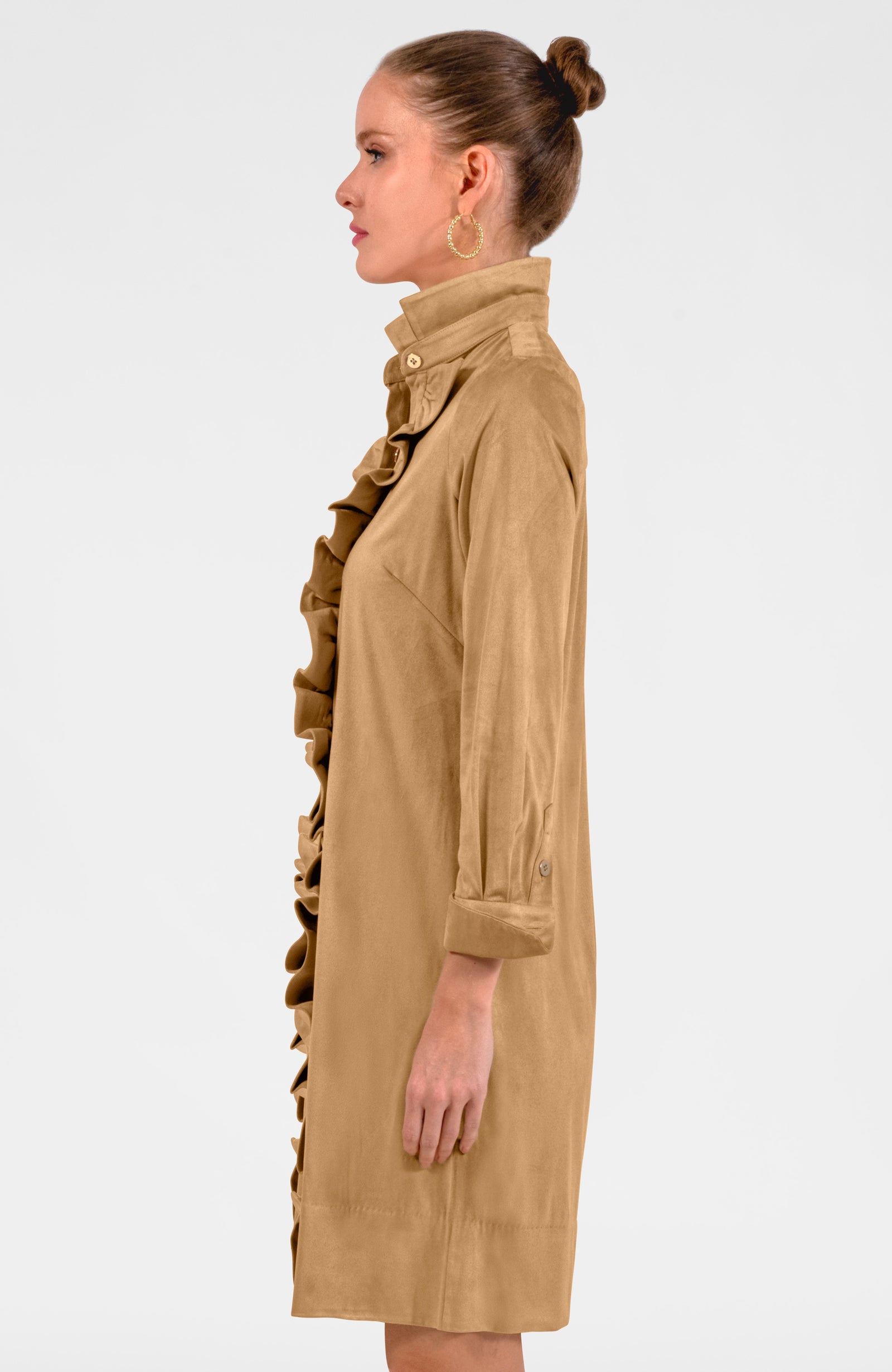 Ruffle Rumble Dress - Ultra Suede Khaki